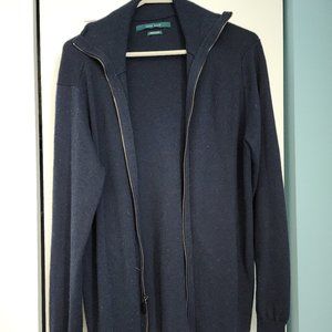 PERRY ELLIS NAVY BLUE FULL ZIP SWEATER MENS SIZE LARGE